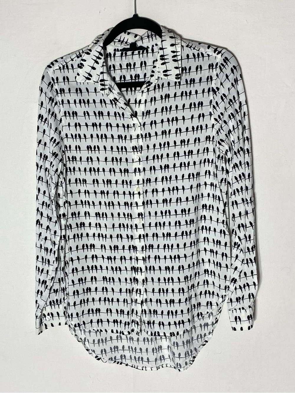 Jane & Delancey Birds on a Wire Rayon Button Up Shirt M